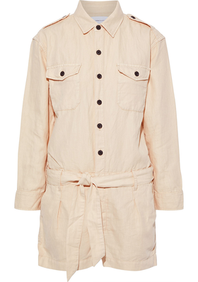 The Kaya Belted Cotton And Linen-Blend Playsuit from Current Elliott