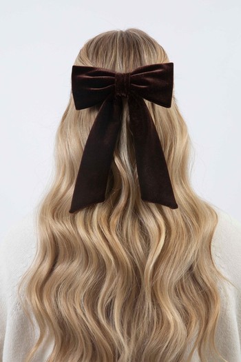 The Chocolate Brown Velvet Bow from Clementine & Mint