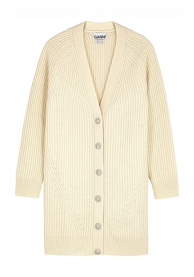 Ribbed Wool-Blend Cardigan from Ganni