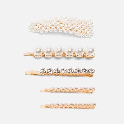 Pack Of Hair Clips With Pearl Beads & Rhinestones from Zara