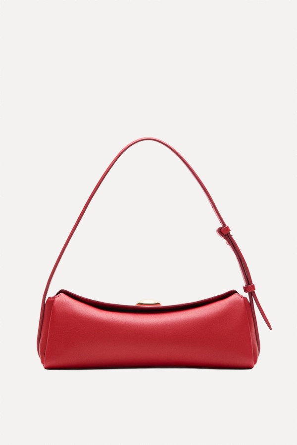 Leather Shoulder Bag With Metal Detail