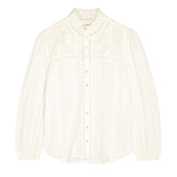 Ronda White Lace-Trimmed Cotton Blouse    from LoveShackFancy