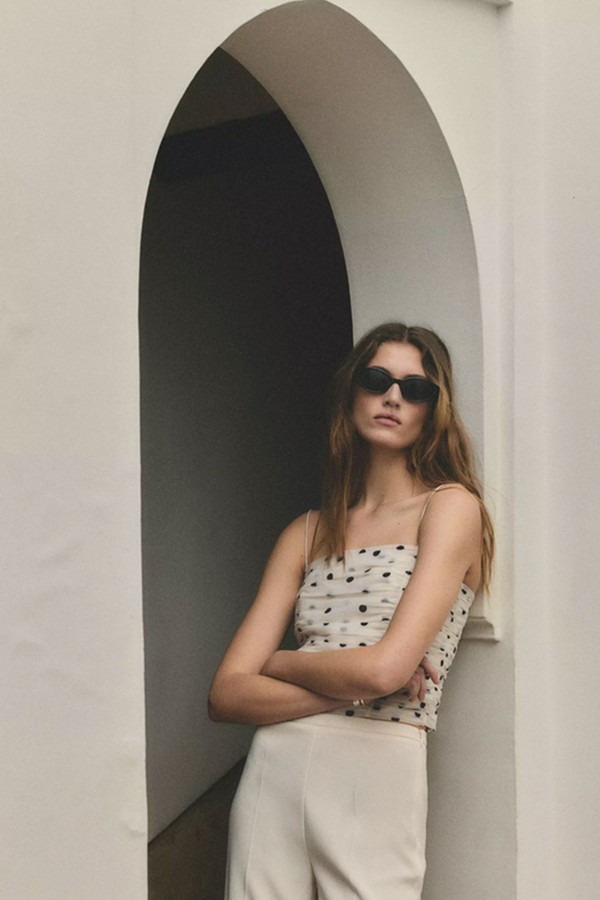 Polka Dot Ruched Top from mango