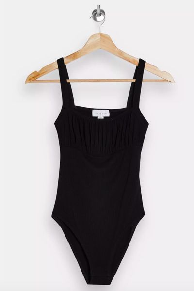 Black Ruched Bodysuit