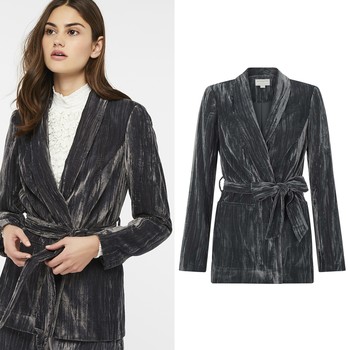 Chitra Crinkle Velvet Tie Jacket