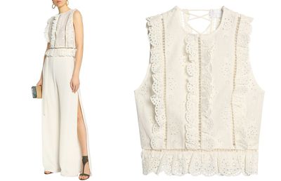 Lace-Up Broderie Anglaise Linen & Cotton Blend Blouse from Zimmermann