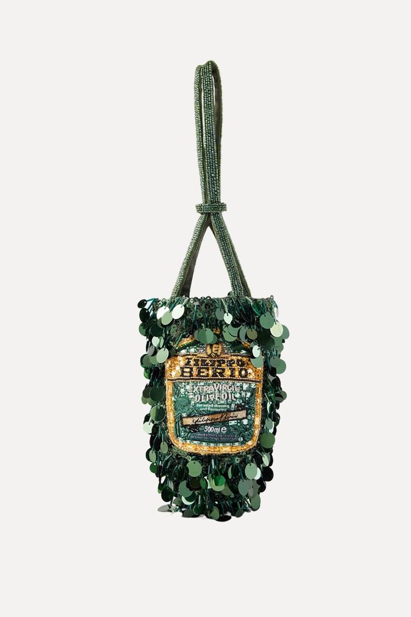 Filippo Berio Mini Embellished Satin Bucket Bag from ANYA HINDMARCH 