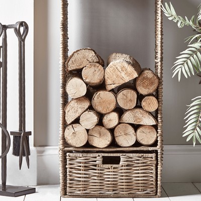 Round Rattan Tall Log Store from Cox & Cox