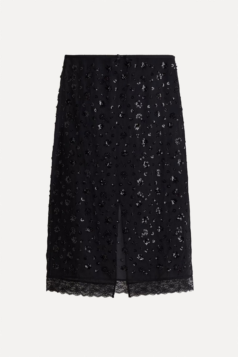 Sequined Chiffon Skirt from H&M