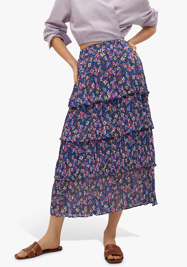 Floral Print Tiered Ruffle Skirt from Mango