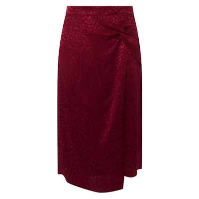 Red Jacquard Midi Skirt