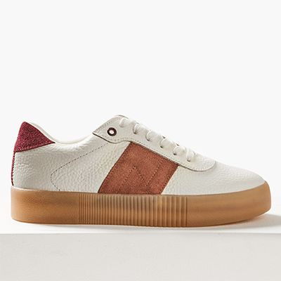 Leather Suede Panel Lace-Up Trainers