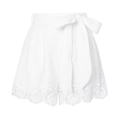 Liana Guipure Lace-Trimmed Linen Shorts from Miguelina