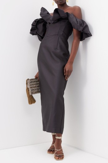 Suzi Off-The-Shoulder Taffeta Dress from Alémais