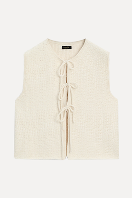 Knit Vest With Crew Neck & Tie Details  from Massimo Dutti
