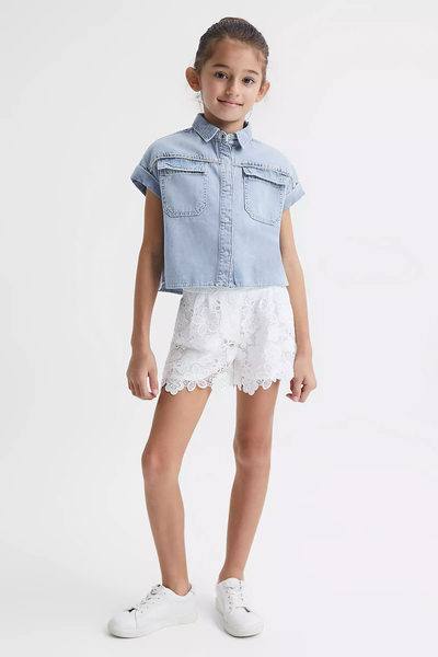 Sandie Denim Crop Top from Reiss