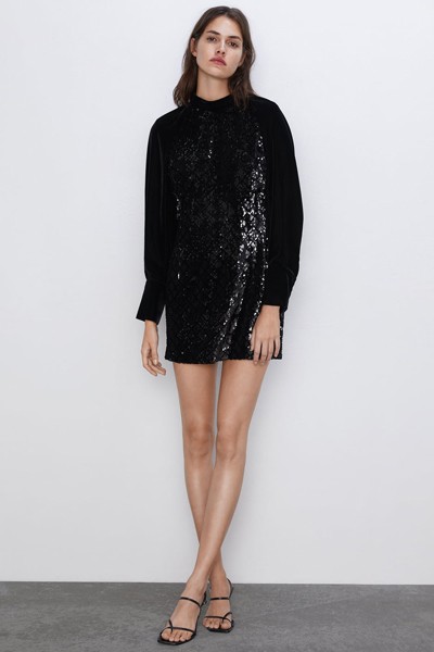 Contrast Sequin Dress