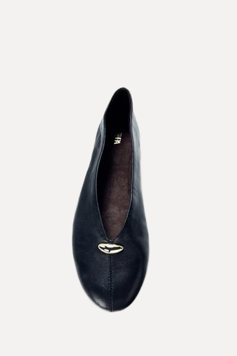 Leather Ballet Flats With Appliqué