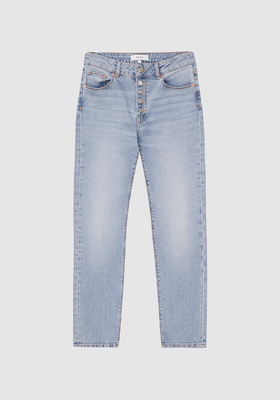 Bailey Light Blue Mid Rise Slip Cropped Jeans