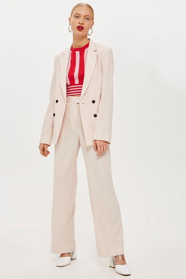 Blush Slouch Suit Trousers