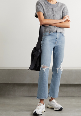 Wilder Organic Distressed High-Rise Straight-Leg Jeans from Agolde
