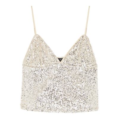 Cyndy Sequinned Stretch-Tulle Top from Rotate Birger Christensen