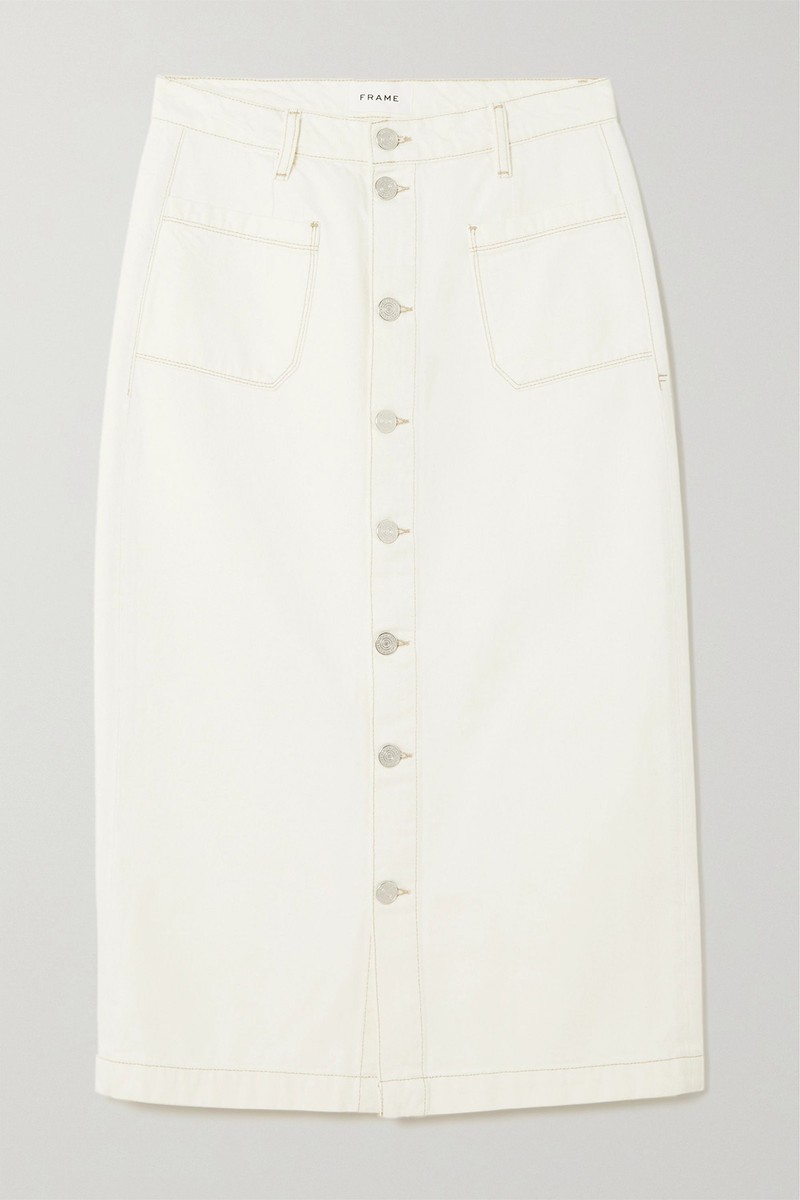 Le Bardot Denim Midi Skirt from Frame