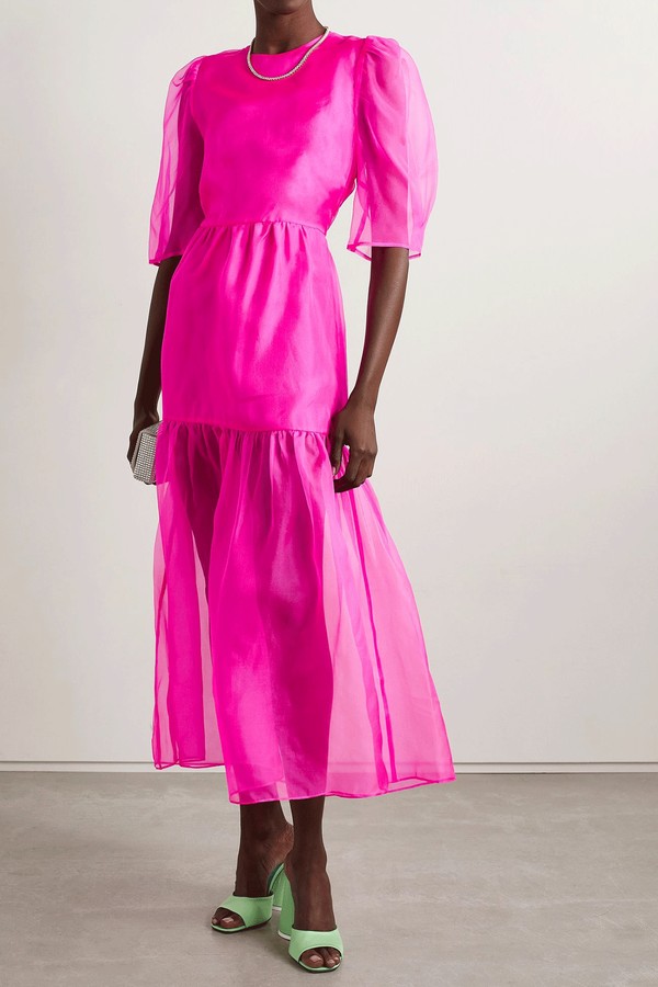 Tiered Silk-Organza Midi Dress from Les Rêveries