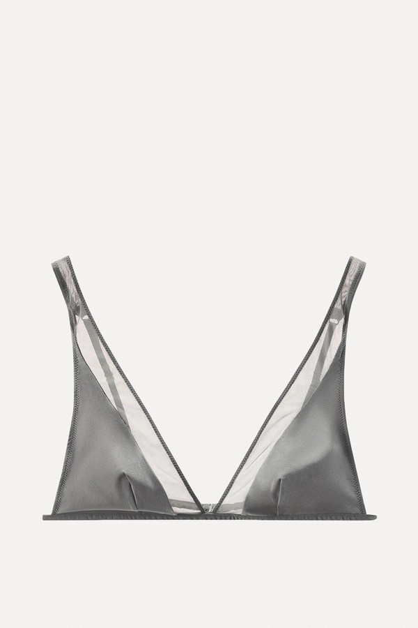 Contrast Triangle Tulle Bra