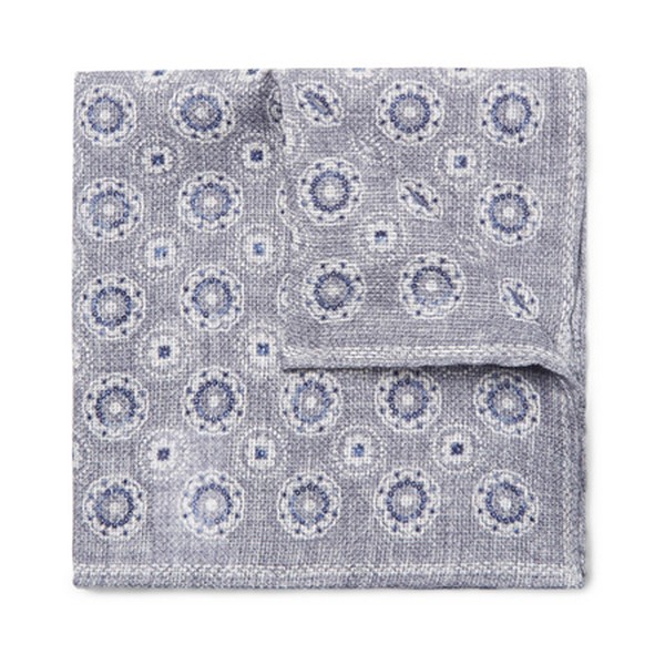 Reversible Printed Linen & Cotton-Blend Pocket Square from Brunello Cucinelli