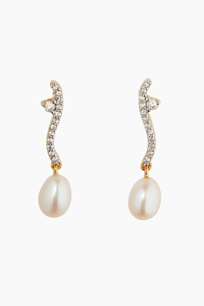 Topaz And Pearl Drop Earrings