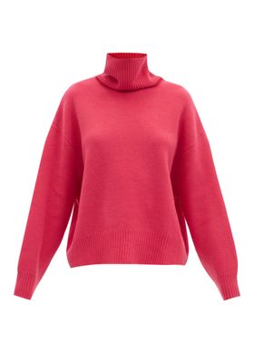 Cropped Displaced-Sleeve Roll-Neck Wool Sweater from Raey