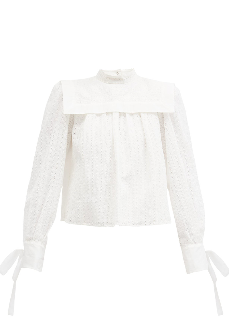 Gilokia Cuff-Tie Broderie-Anglaise Blouse from Isabel Marant