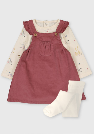 Corduroy Pinafore, Bodysuit & Tights 