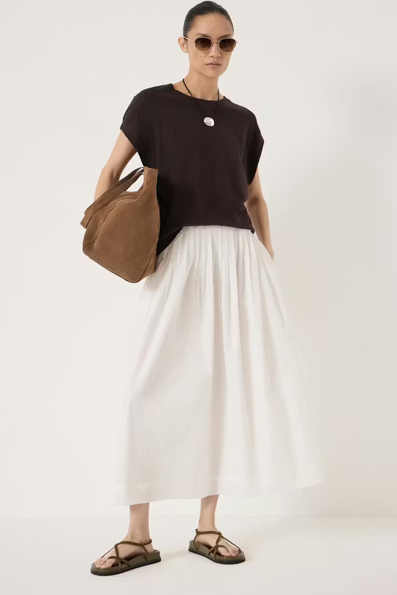 Maddie Pleated Cotton Voile Midi Skirt