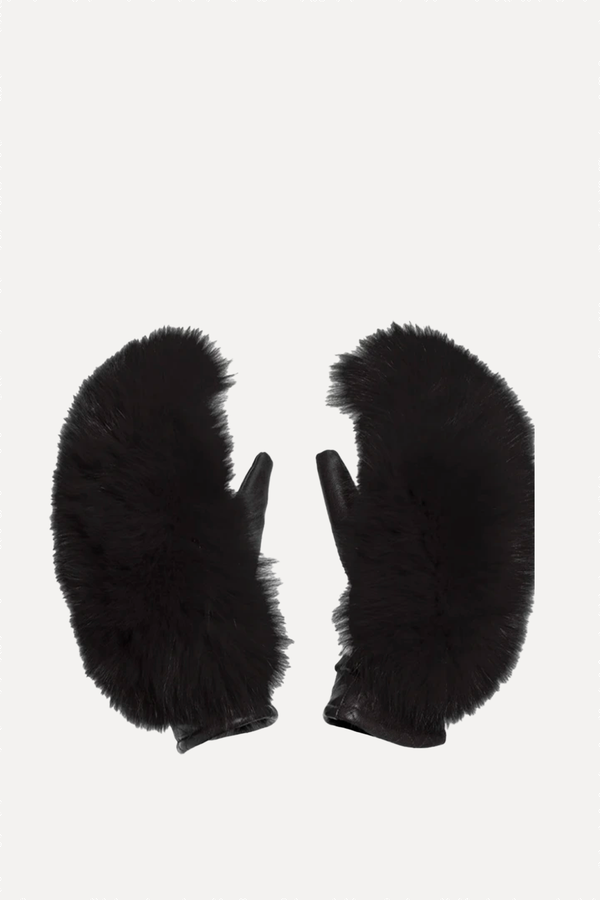 Hill Faux Fur Black Mittens from GOLDBERGH