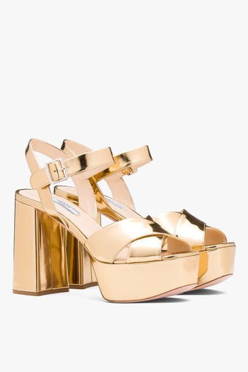 Metallic Leather Sandals from Prada