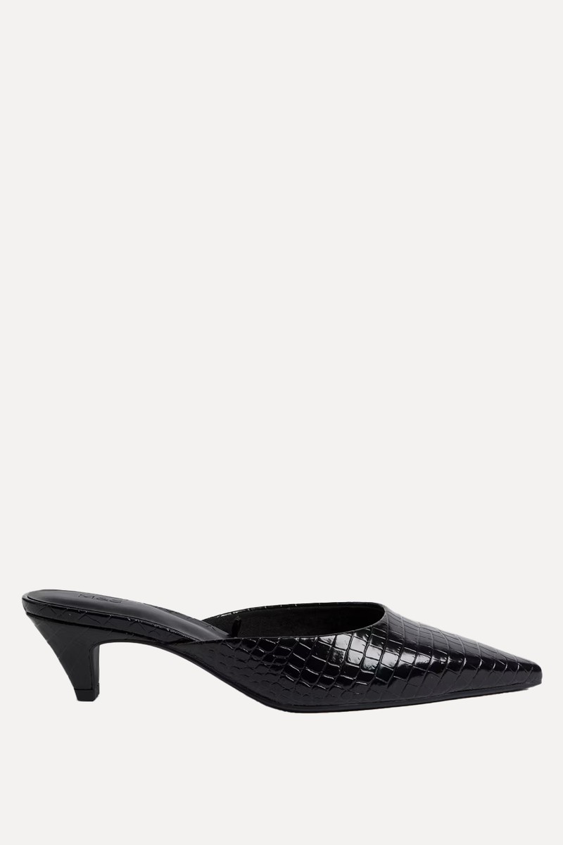 Croc Kitten Heel Mules
