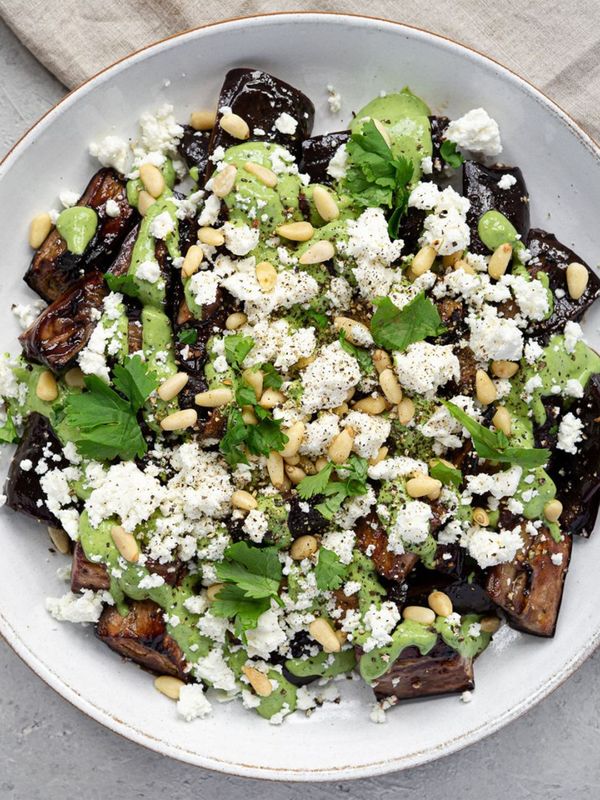 Aubergine & Green Tahini Salad