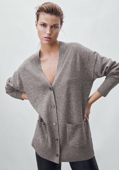 Long Cashmere Wool Knit Cardigan