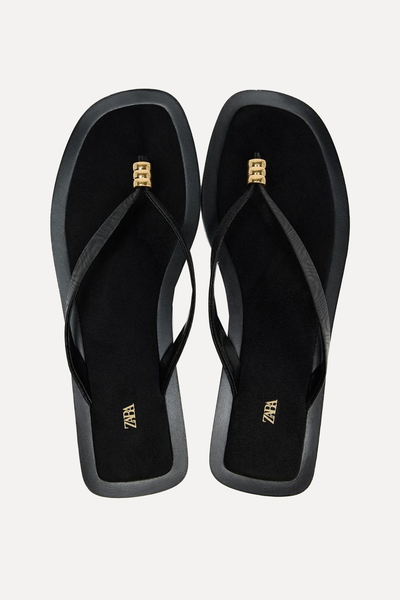 Embellished Flat Slider Sandals from Zara