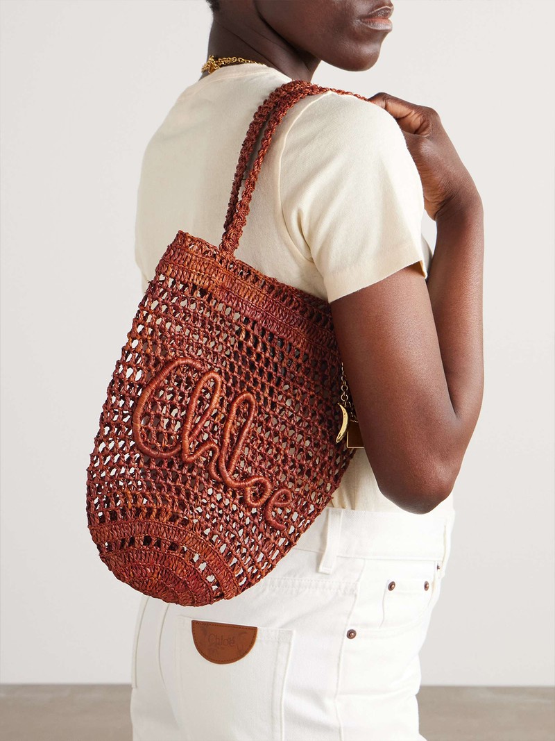 Summer Banana Embellished Embroidered Raffia Tote from CHLOÉ