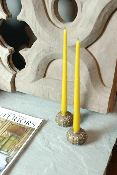 Pair Of Brass Sea Urchin Candle Stick Holders from Vinterior