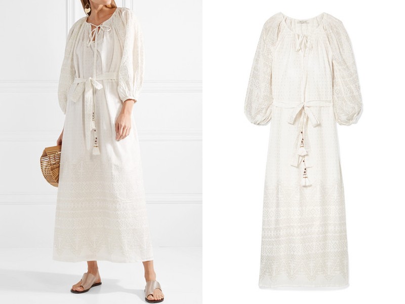 Offrande Tassled Printed Cotton Voile Midi Dress from Mes Demoiselles