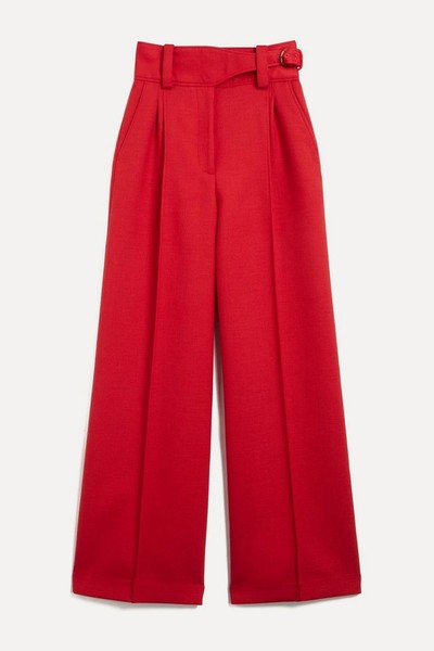 Aldo Red High-Waisted Wide Leg Trousers from Sézane