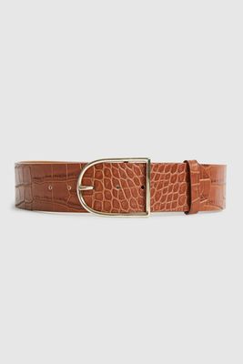 Leather Crocodile Patterned Belt from Reiss
