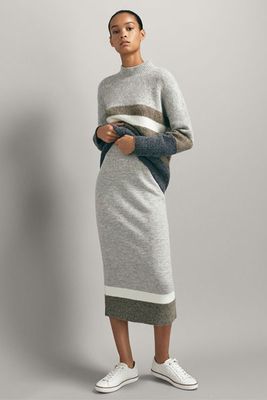 Knit Skirt With Striped Hem from Massimo Dutti