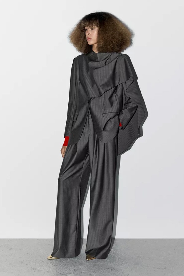 100% Wool Blazer With Scarf Detail from Massimo Dutti 