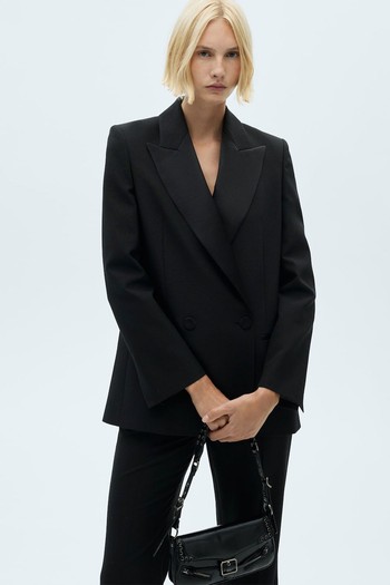 Satin Lapel Suit Blazer from Mango