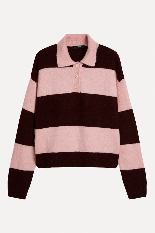 Knitted Stripe Rugby Shirt from F&F